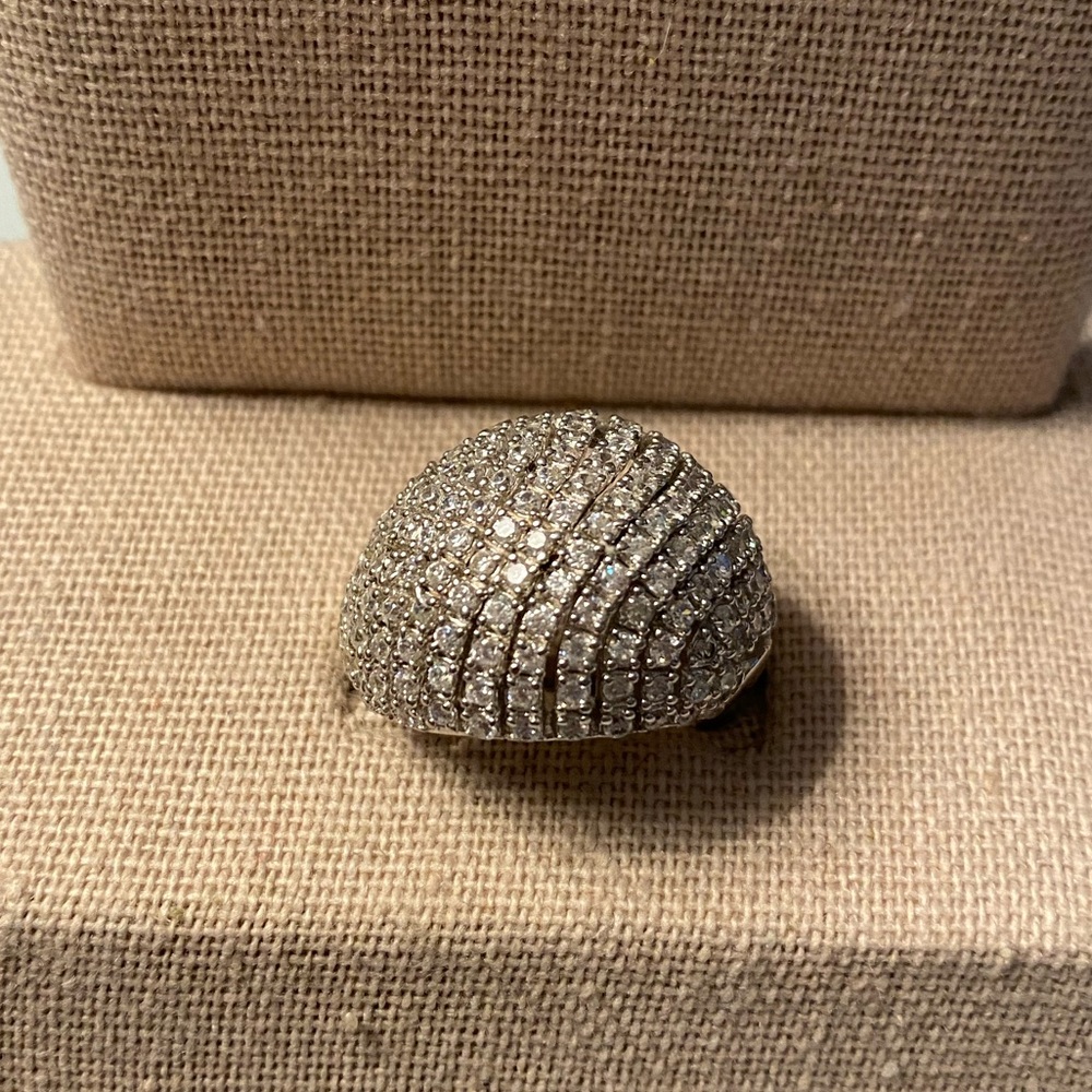 Silver and rhinestone ring.